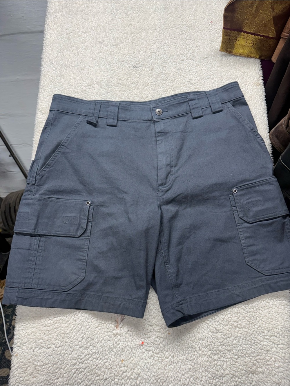Duluth Trading co Flex Fire Hose Men's Cargo Shorts gray, size 38